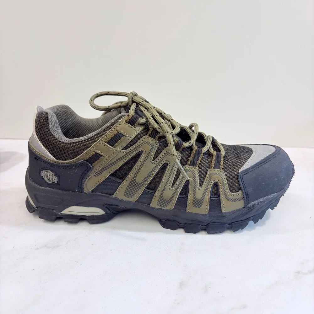 Harley-Davidson Gorpcore Utility Hiking Shoes Trail Sneakers  Men Olive Black